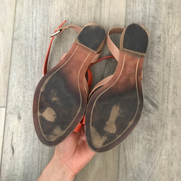 Zara flat sandals- orange/tan- silver tip- size 37 - Picture 6 of 7